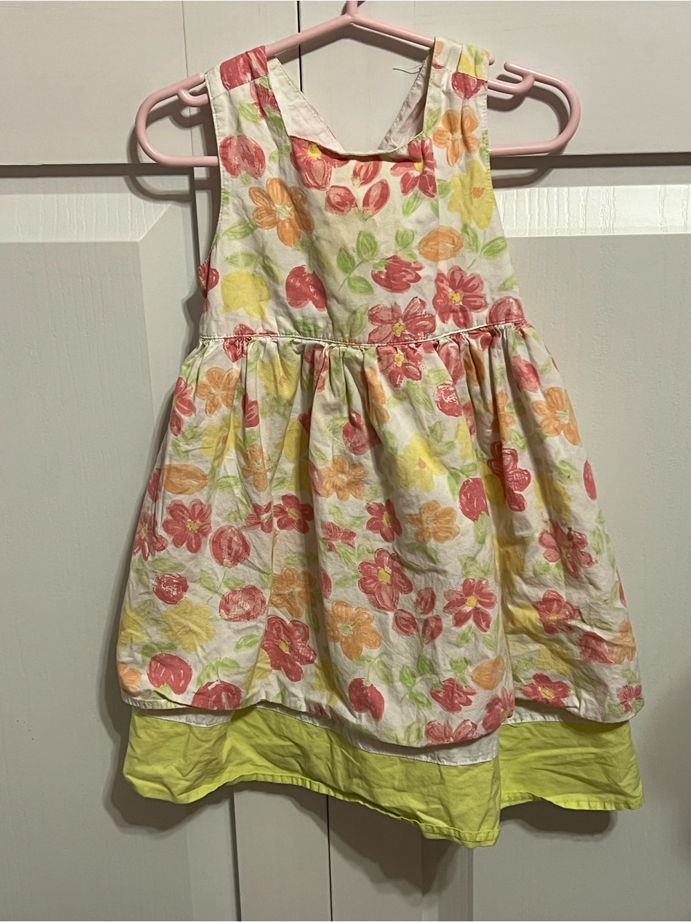 Gymboree Floral Layered Cotton Dress in Yellow, Pink & Green